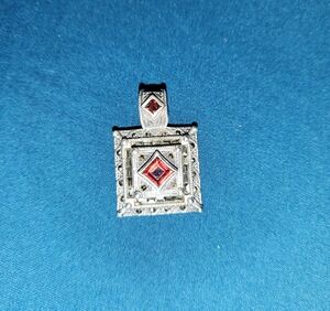 Sterling Silver Square Pendant with Red Garnet Gemstone